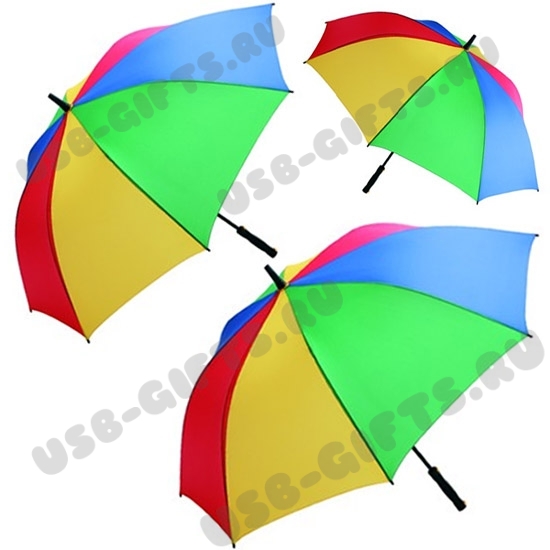 Рекламные зонты трости с цветными клиньями с деревянной ручкой