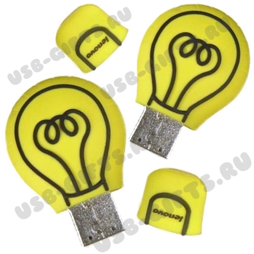 Оригинальные флэшки из pvc «Лампочки» с логотипом флешки желтые