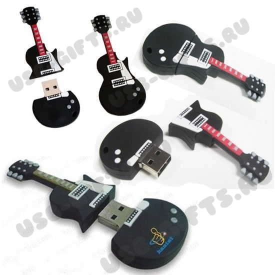 Черные флешки 3D «Гитара» с логотипом из pvc usb флэш карты пвх