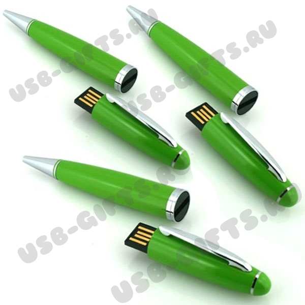 Зеленые usb ручки флешки металлические шариковые ручки флэшки оптом