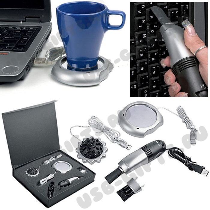 Usb набор: массажер, подставка под чашку и пылесос для клавиатуры