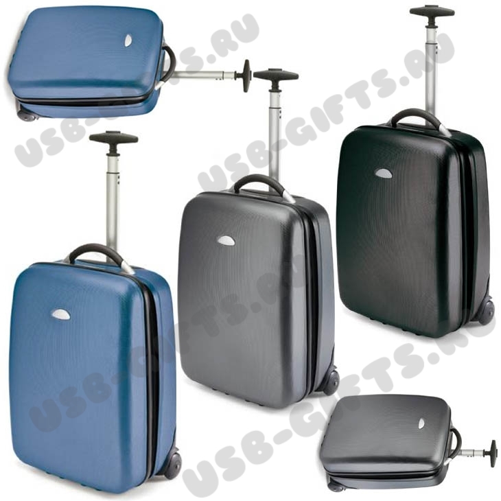 Синий чемодан с выдвижной ручкой черный, пластик, металл