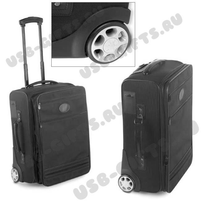 Черный чемодан с большим количеством карманов под логотип 