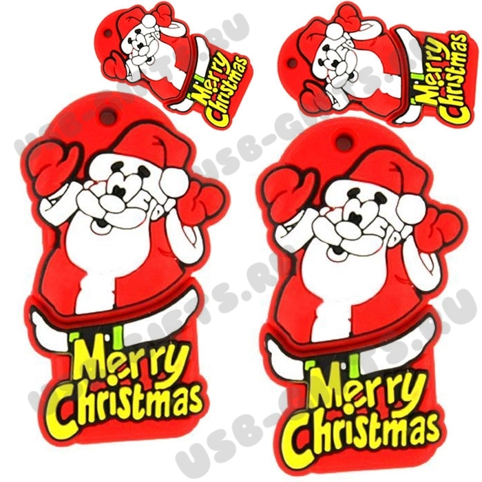 Новогодние флэшки «Дед Мороз» оптом usb flash память Санта Клаус с логотипом оптом