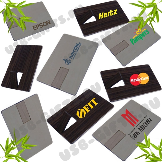 Деревянные флэшки визитки под логотип оптом usb флэш карты кредитки оптом