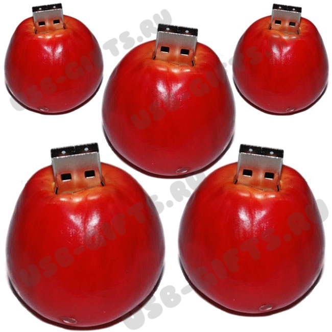 Флэшки «Красные яблоки» по индивидуальному дизайну  с логотипом оптом фруктовые usb флеш накопители рекламные