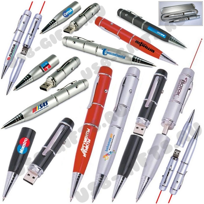 Недорогие ручки флэшки с лазерной указкой оптом usb flash laser pen под логотип