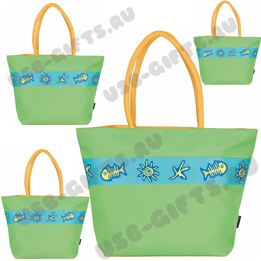 Зеленые сумки пляжные под нанесение логотипа