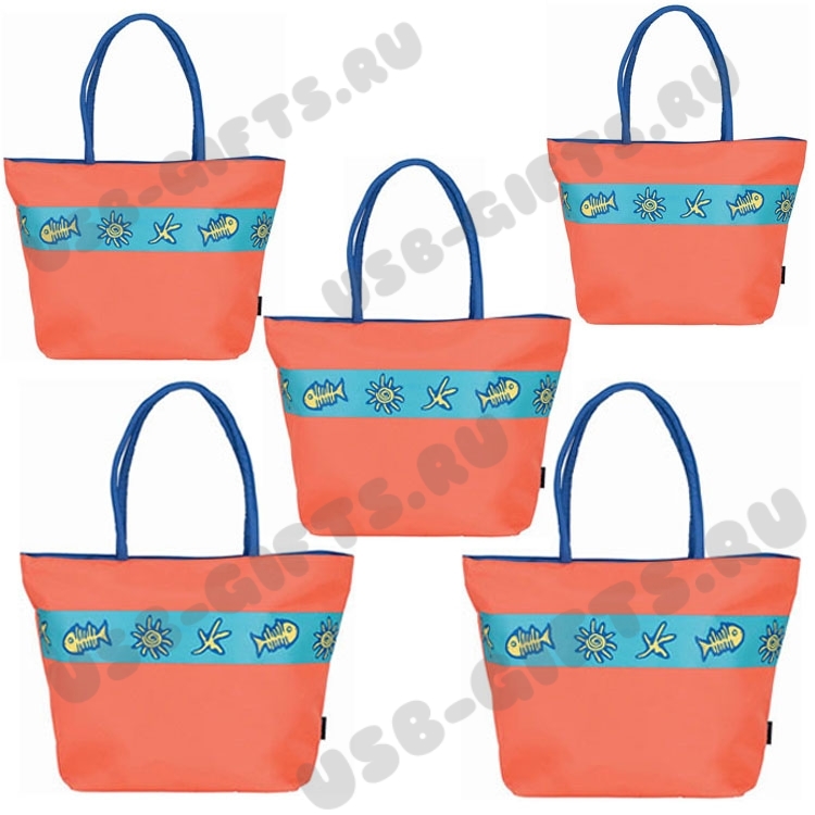 Оранжевые сумки пляжные с нанесением логотипа