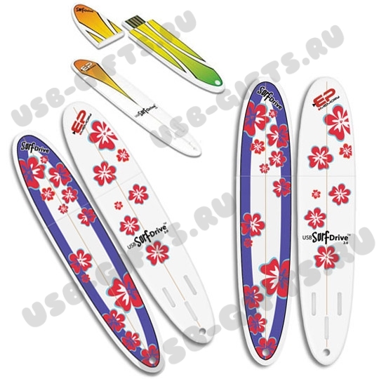 Спортивные флешки «Доска для серфинга» с логотипом флэшки для серферов