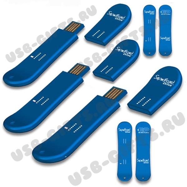 Синяя флэшка «Доска для сноуборда» под логотип спортивные usb флэш-карты