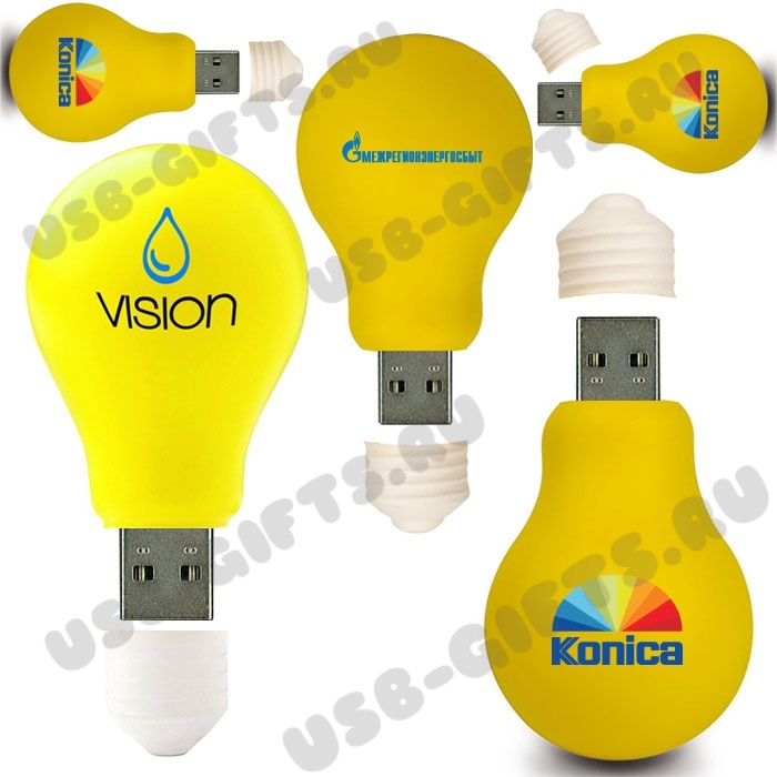 Энерго usb флеш карты «Лампочка» желтые флешки для энергетиков