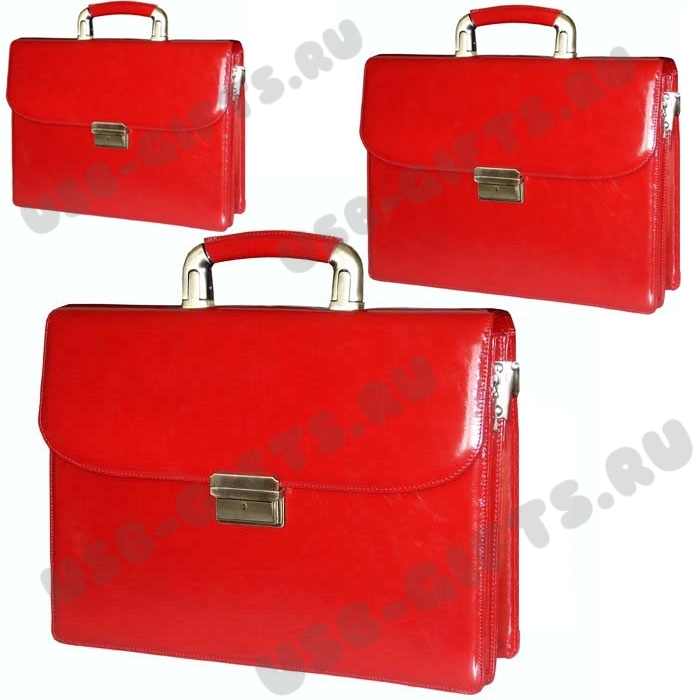 Красные портфели из натуральный кожи под логотип оптом