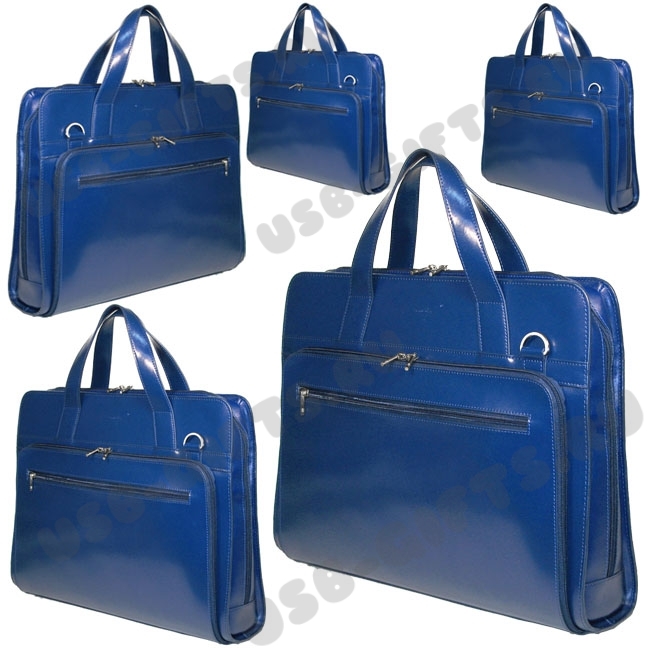 Синие портфели кожаные под нанесение логотипа прайс-лист