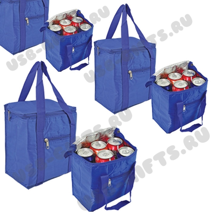 Синие сумки холодильники под нанесение логотипа оптом