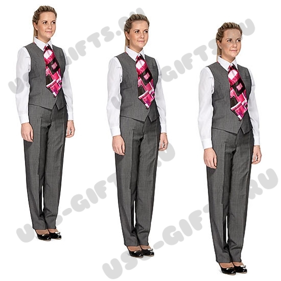 Костюм для работников авиационной безопасности брюки, жилет, рубашка, галстук