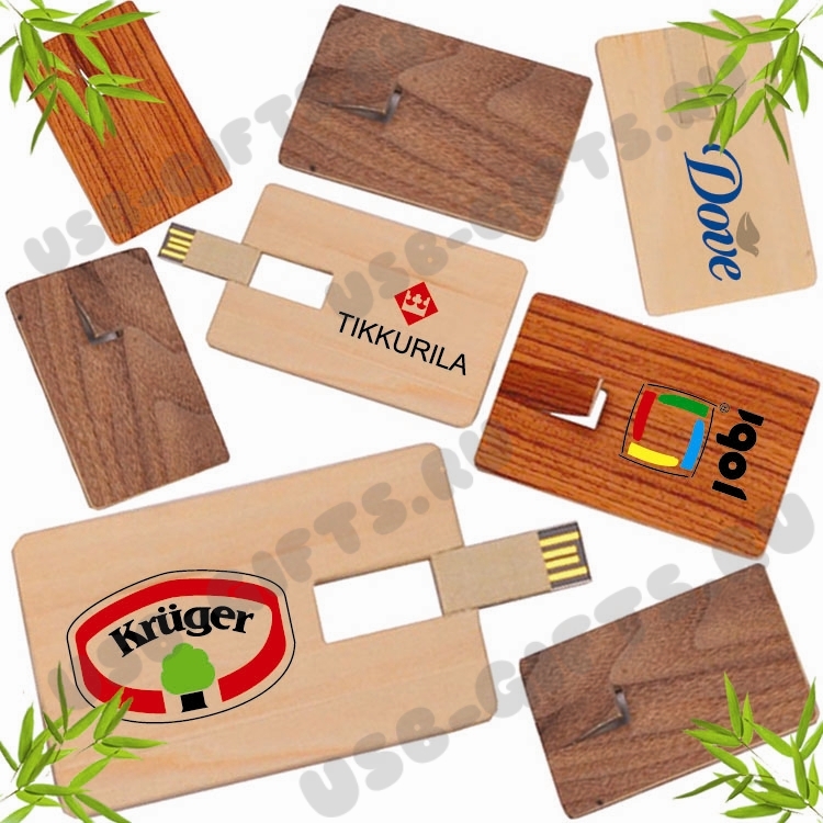 Деревянные флэшки кредитки с логотипом usb флэш визитки дерево