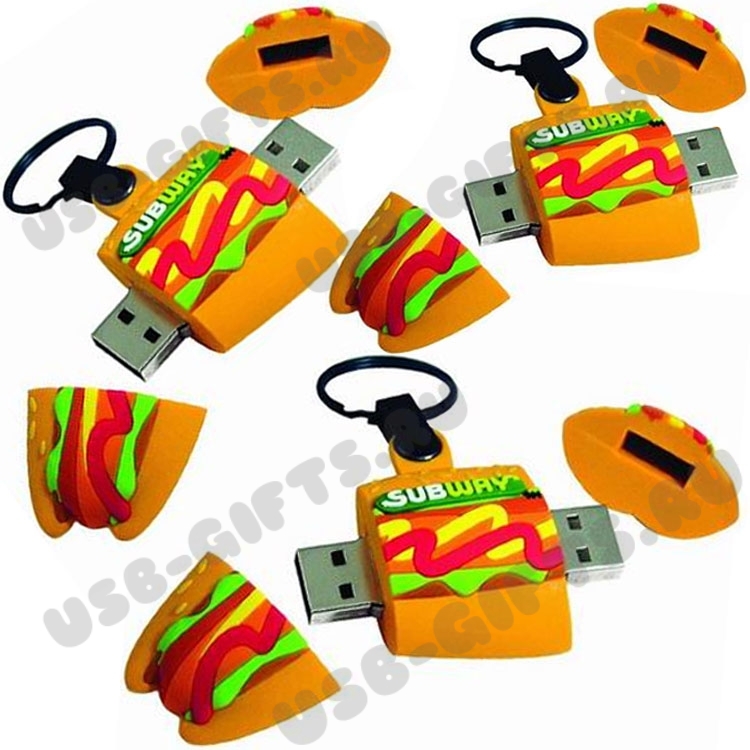 Оригинальные флешки двойные «Гамбургер» с логотипом подарочные съедобные usb флэш карты