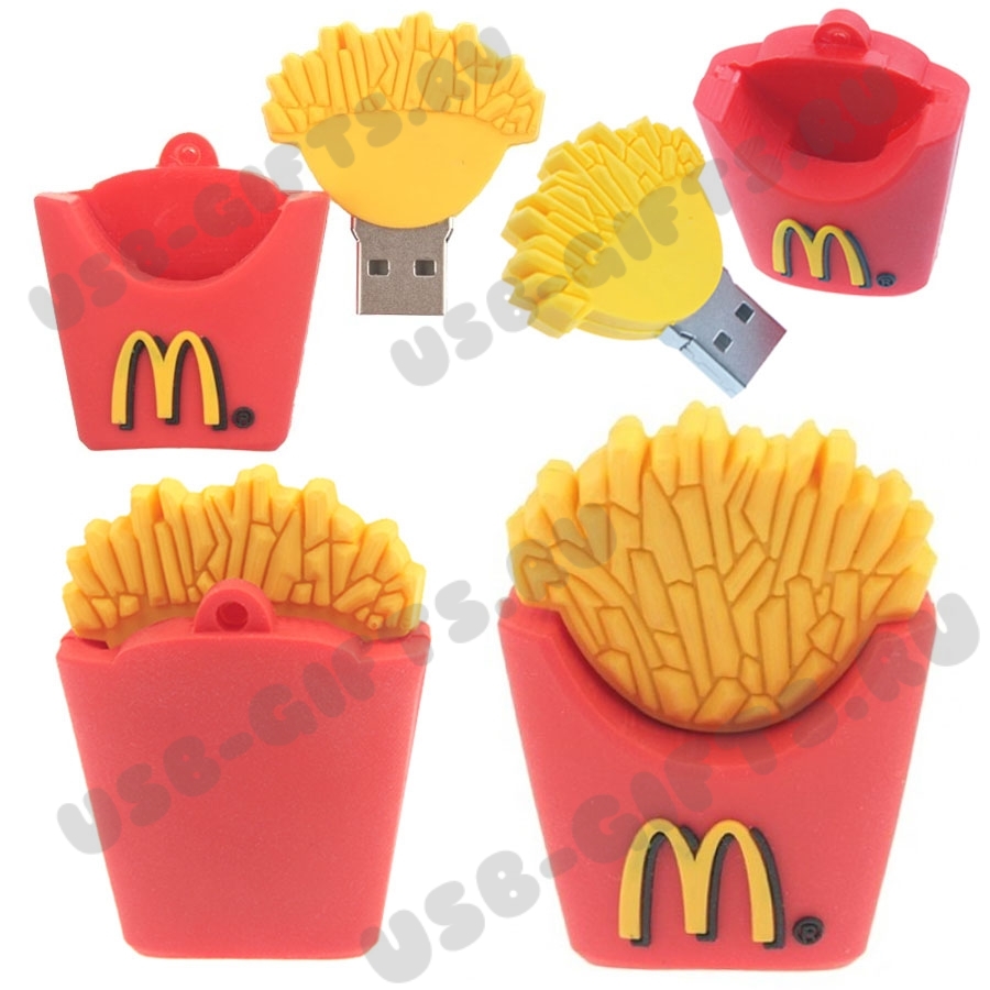 Usb флэш накопители по индивидуальному дизайну логотип «Макдональдс» флешки картошка фри в пакете