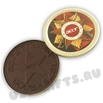 Шоколадные открытки медаль с нанесением логотипа