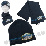 Вязаный набор 2 предмета: шапка и шарф полушерсть с логотипом