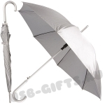 Зонт-трость серебристый с логотипом оптом склад