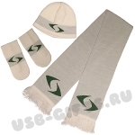 Вязаные наборы хлопок: шарф, шапка с нанесением логотипа