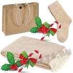 Подарочные новогодние наборы: сумка, плед, носки под нанесение логотипа