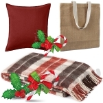 Новогодний подарочный набор: подушка, плед, сумка с логотипом