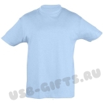Детские футболки с логотипом продажа оптом, голубые