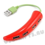 Хаб  4 порта USB 2.0 «Красный перец» hub под нанесение логотипов и символики