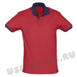 Красно-синие рубашки поло с персонализацией логотипа цена оптом