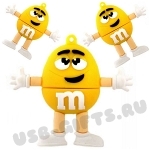 Желтая флешка «M&Mдэмс» сладкая usb-флэш-карты с нанесением логотипа оптом