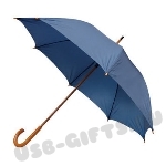 Синий зонт-трость D-103 с деревянной ручкой