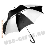Зонт-трость черный / белый под логотип