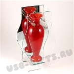 Зеркальные стеклянные вазы цветные под нанесение логотипа красные
