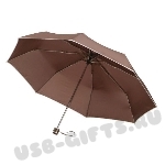 Зонт складной в 3 сложения коричневый под логотип