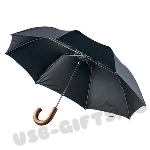 Зонт складной в 2 сложения черный под фирменную символику