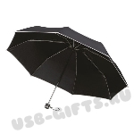 Зонт складной в 3 сложения черный с фирменной символикой