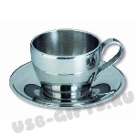 Чайная пара металл чашка с блюдцем термо