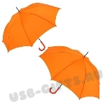 Зонт-трость оранжевый с пластиковой ручкой