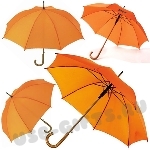 Оранжевый зонт-трость с деревянной ручкой оптом