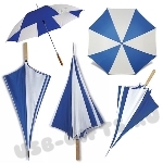 Зонт автоматический сине-белый с деревянной ручкой