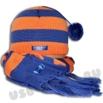 Вязаный набор 2 предмета: шапка, шарф шерсть с логотипом