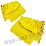 Комплект флисовый: шапка, шарф, набор флис желтый под логотип