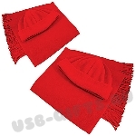 Набор флисовый красный: шапка, шарф,  комплект флис