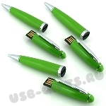 Зеленые usb ручки флешки металлические шариковые ручки флэшки оптом