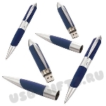 Синие флешки ручки usb металл, пластик под фирменную символику