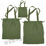 Зеленые сумки льняные на завязках с логотипом