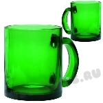 Зеленые кружки прозрачное стекло цилиндрические 300мл